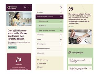 Exempel på den nya designen på lärarnas a-kassas webbplats.