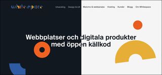 Whitespaces webbplats i mörkt respektive ljust läge.